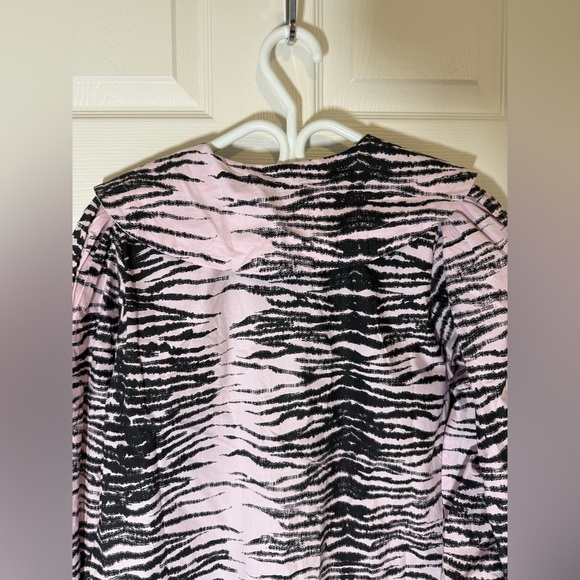 Ganni NWT Zebra Print Poplin Organic cotton balloon sleeve blouse- size 36 EU - Picture 5 of 14